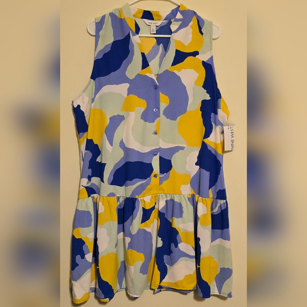 Nine West Multicolor Abstract Sleeveless Dress
